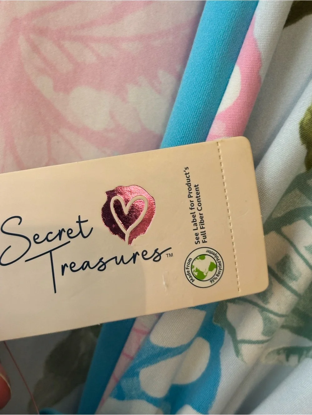 Secret Treasures Butterfly & Floral Wrap Robe - Light Blue, Pink & Turquoise